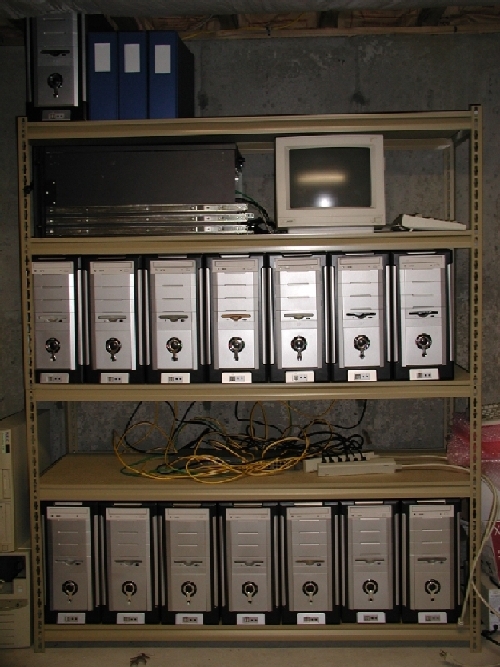 A simple home-built Beowulf cluster. Machines like this one disrupted the market. Photo by Alex Schenck. Image source: Wikimedia Commons.